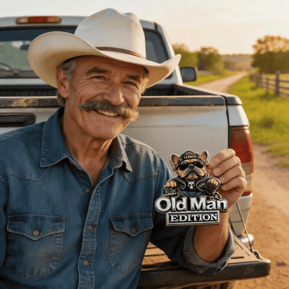 🚗 Funny Old Man Edition Vehicle Badge — 3D Chrome Metal Emblem, Perfect Father's Day & Birthday Gift for Dad, Grandpa, Husband, Truck & SUV Owners