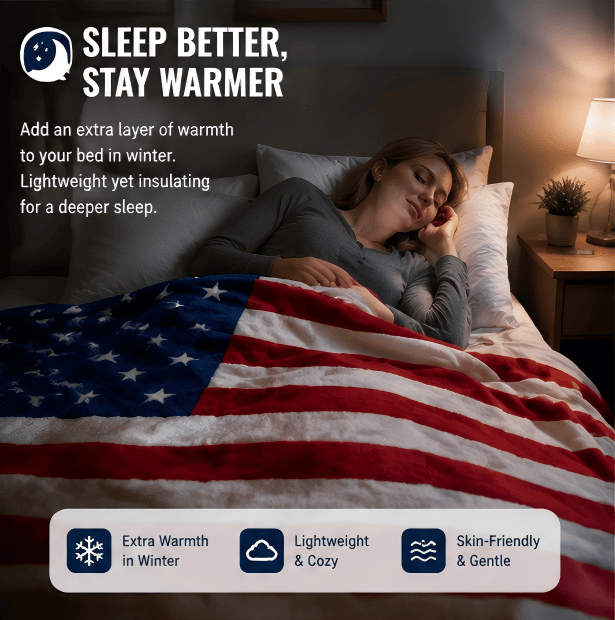 🇺🇸❤️American Flag Flannel Blanket — Ultra-Soft Flannel | Non-Shedding | Suitable for All Seasons | Available in Three Sizes