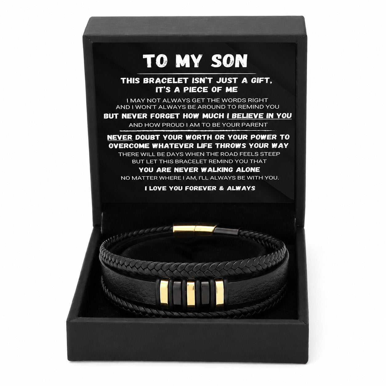 🔥LAST DAY 57% OFF - 🖤To My Son — Never Walk Alone Braided Bracelet Set