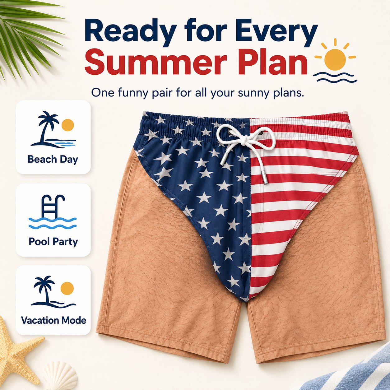 🇺🇸 Funny Patriotic Men’s Swim Trunks – Freedom & Chill Summer Beach Shorts 🏖️😎
