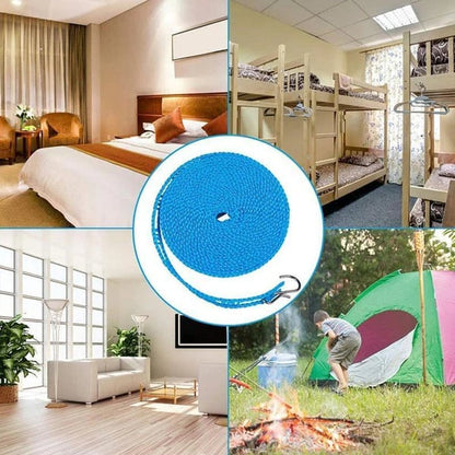 Verstellbare windfeste Wäscheleine mit Haken – Robuste mobile Wäscheleine für Reisen, Camping, Garten & Zuhause