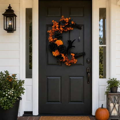 Handmade Halloween Cat Wreaths