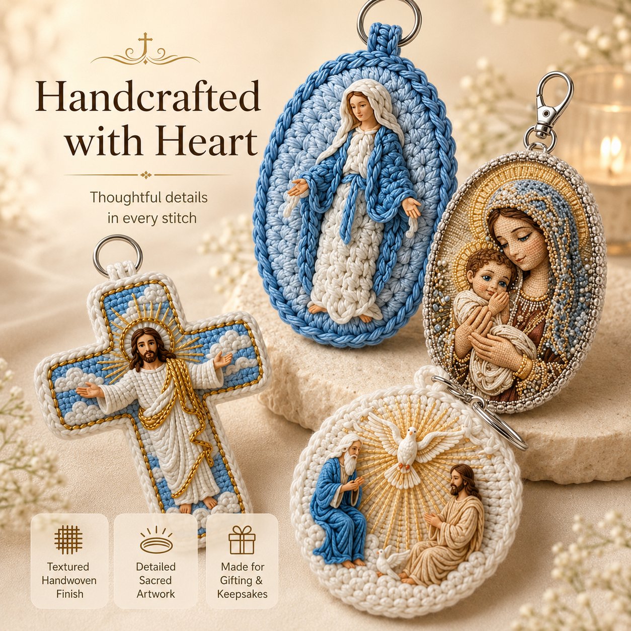 ✨ Handmade Sacred Key Charms | Devotion on the go🧶