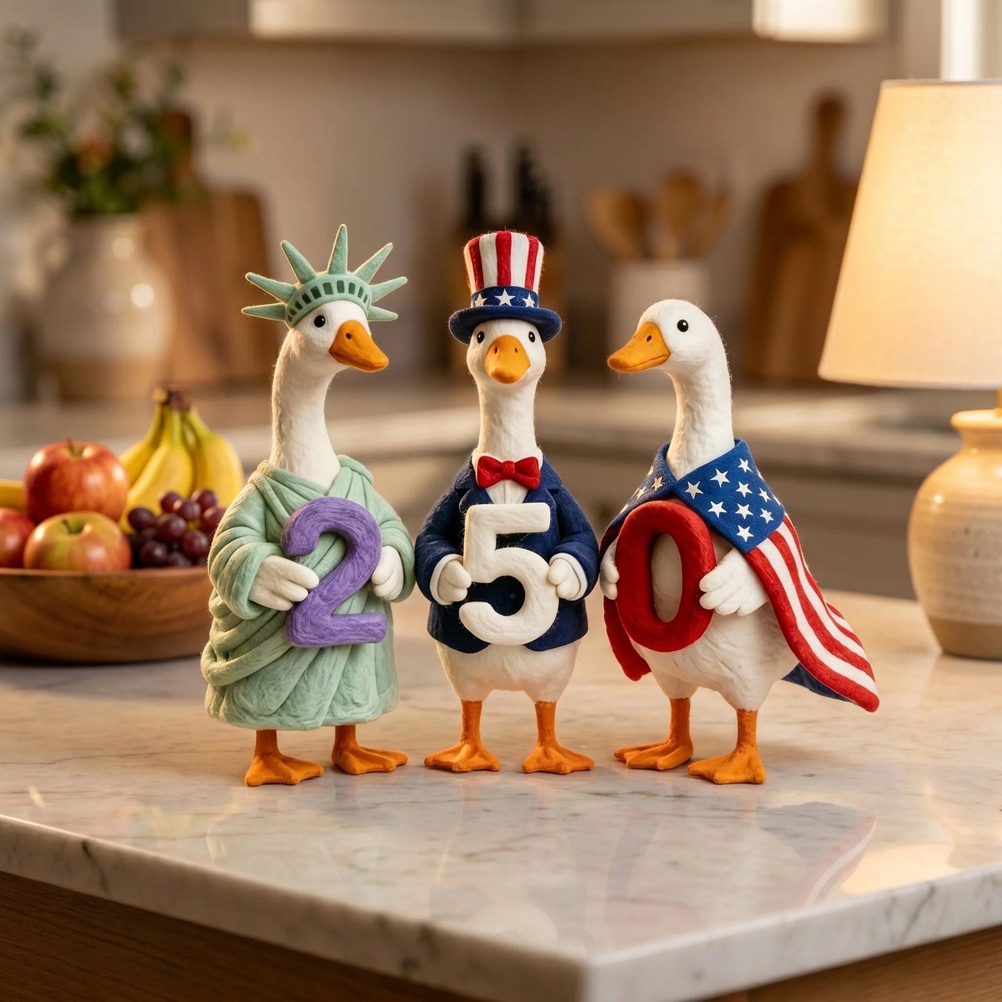 Whimsical "USA 250" Patriotic Geese Centerpiece