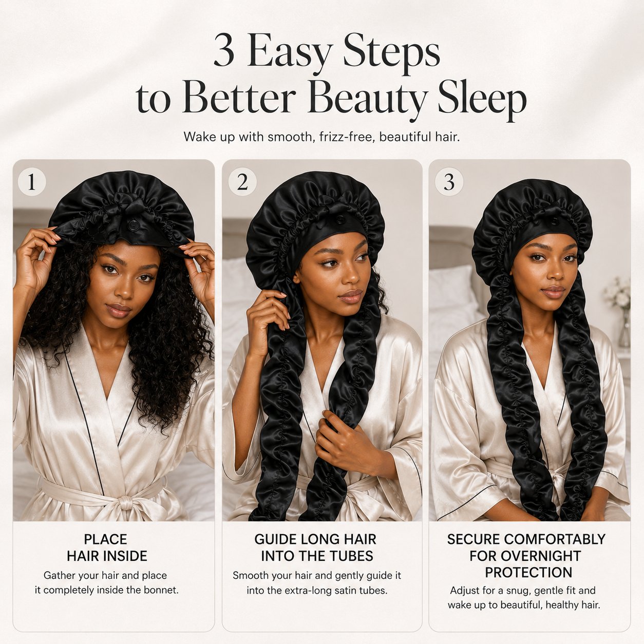 Satin/Silk Bonnet for Long Curly Hair