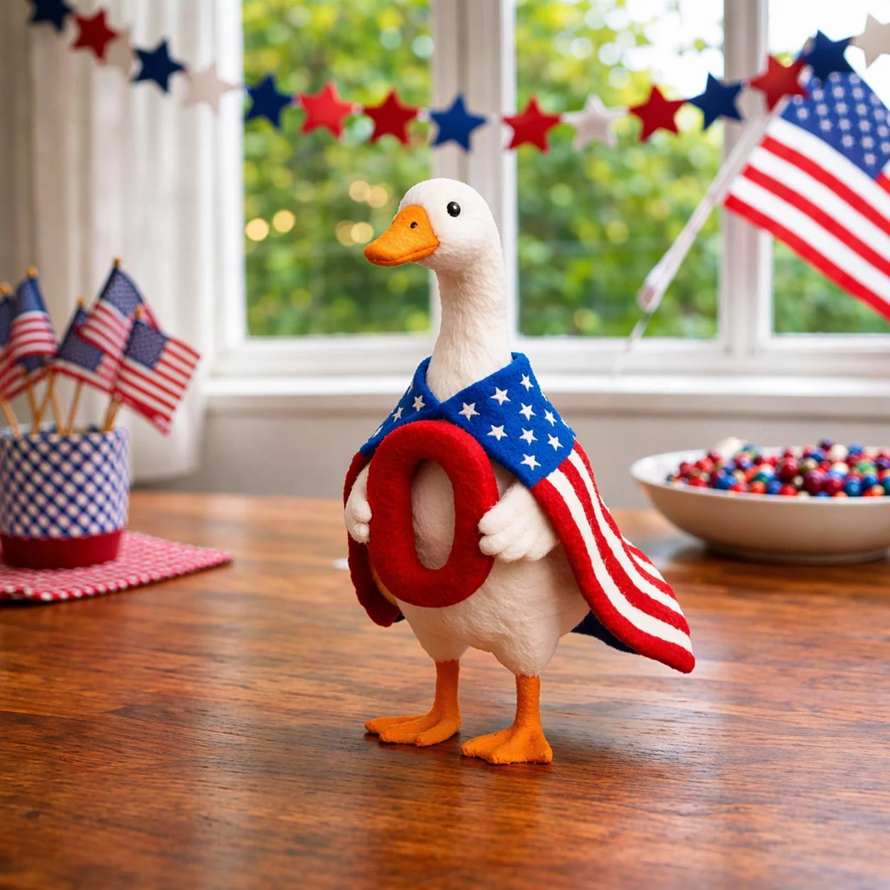 Whimsical "USA 250" Patriotic Geese Centerpiece