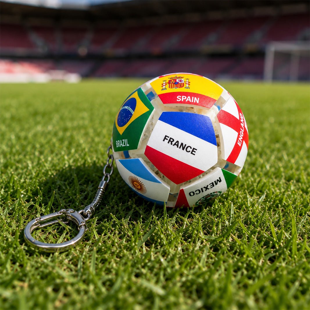 🏆⚽ Officially Licensed World Flag Soccer Fidget Keychain | Pocket Stress Relief Toy