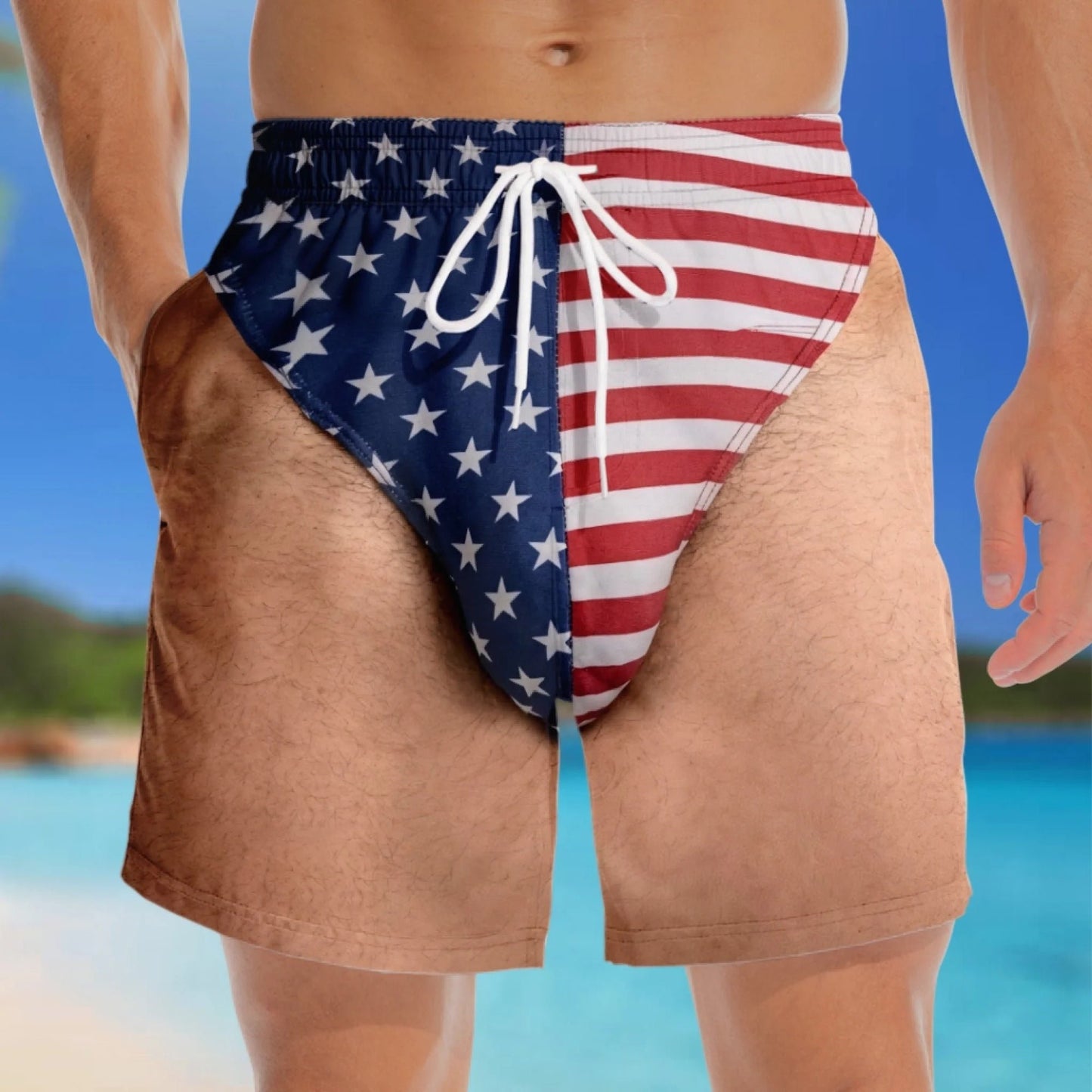 🇺🇸 Funny Patriotic Men’s Swim Trunks – Freedom & Chill Summer Beach Shorts 🏖️😎