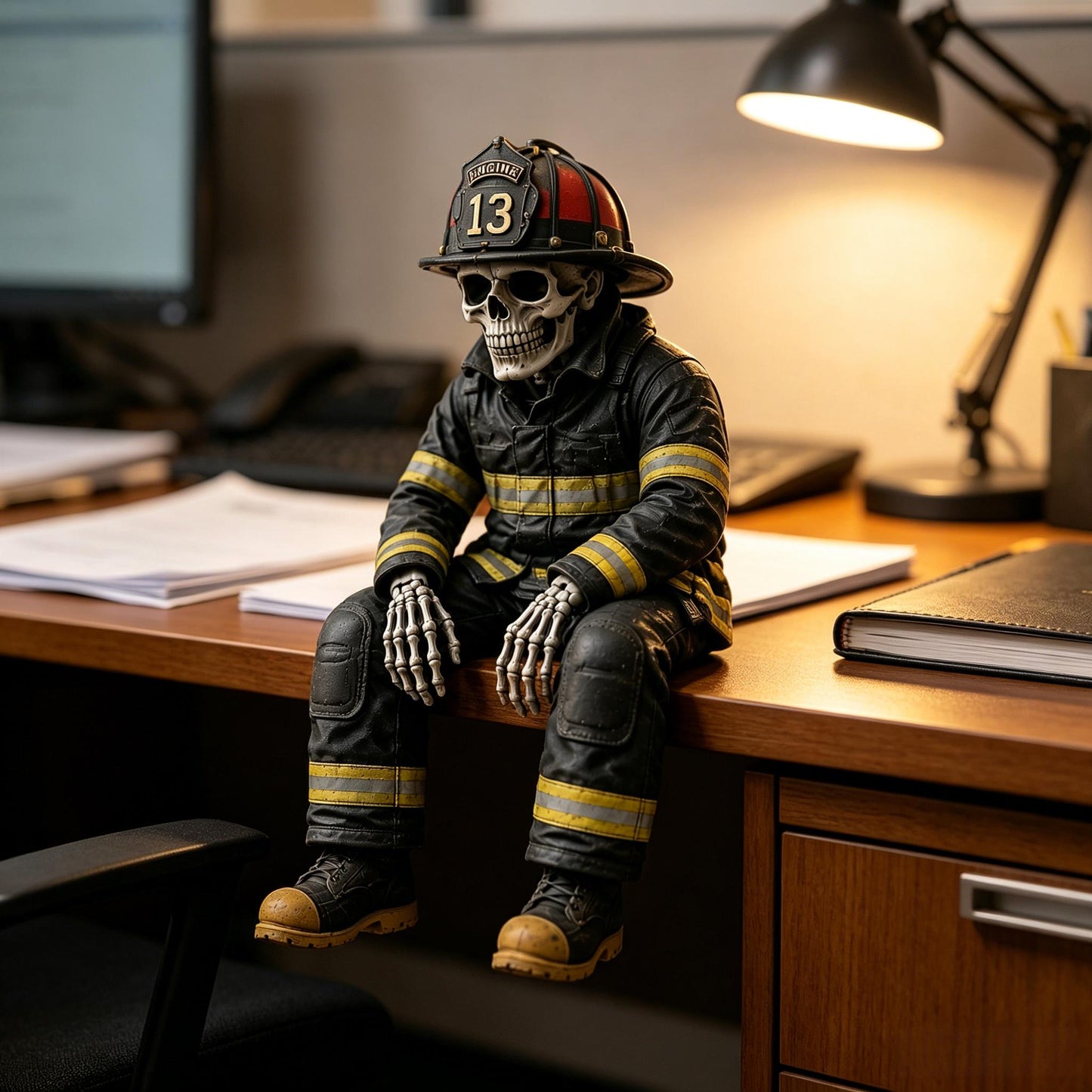 🎖️ Hero Skeleton Shelf Sitters | Firefighter, Police Officer & Soldier Resin Decor