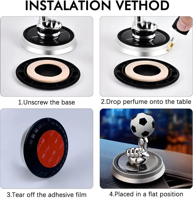 ⚽🚗Solar Rotating Football Car Air Freshener & Aromatherapy Diffuser – Reusable Ornament for Car, Office & Home