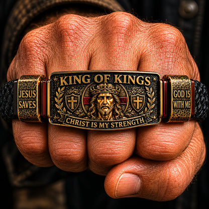 ✝️ King of Kings Faith Bracelet – Adjustable Christian Wristband Gift