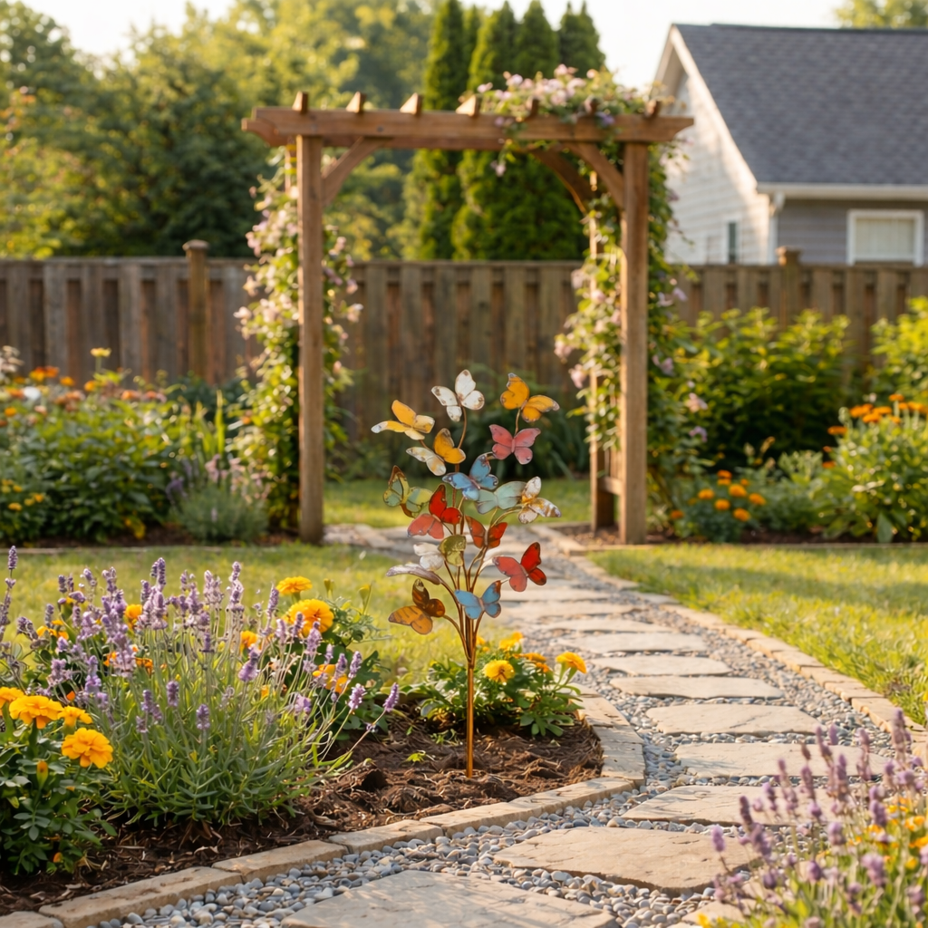 🦋Multicolored Metal Butterfly Garden Stake