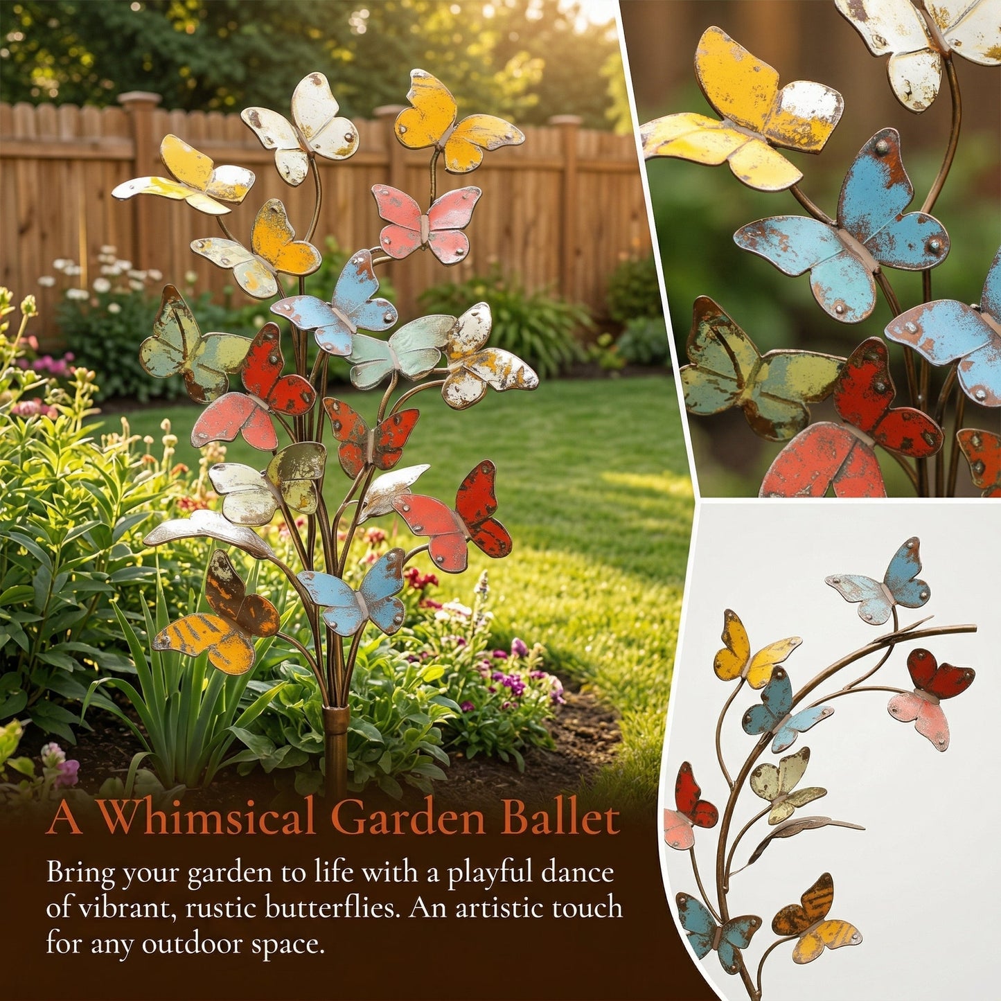 🦋Multicolored Metal Butterfly Garden Stake