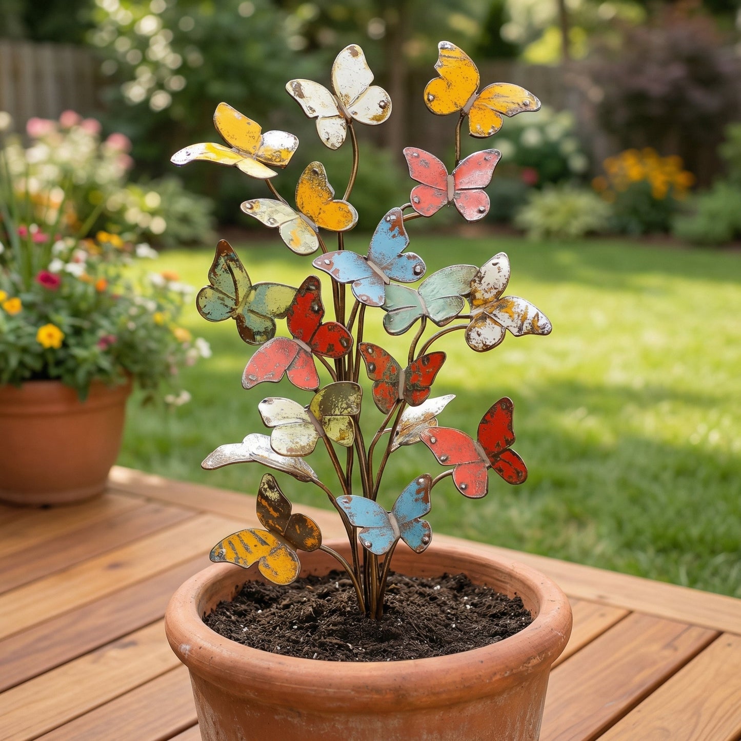 🦋Multicolored Metal Butterfly Garden Stake