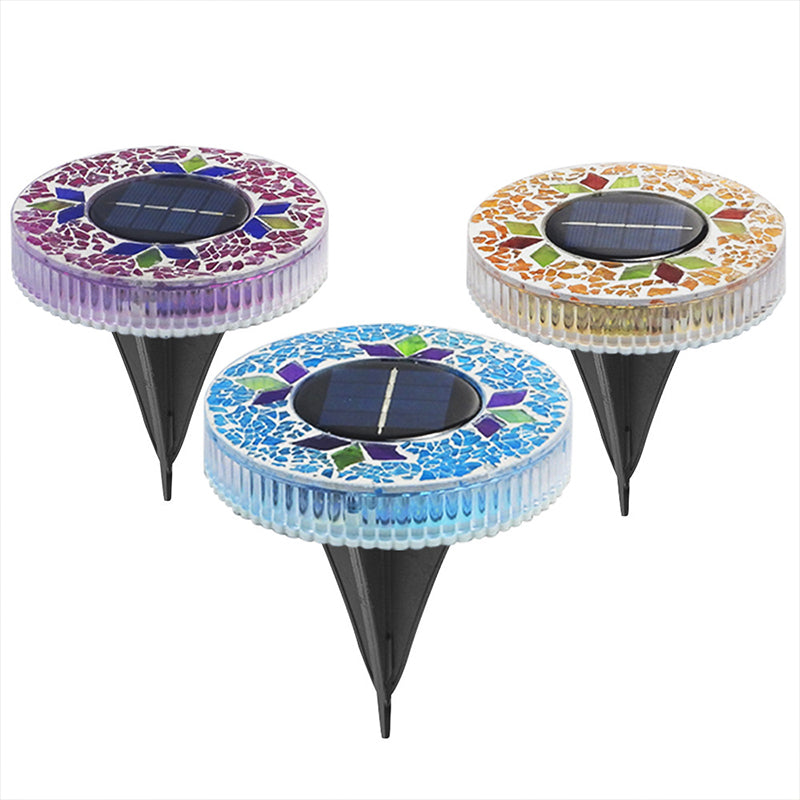 ⏳LAST DAY BUY 3 GET 1 FREE!!💎🌟Solara™ Solar Outdoor Mosaic Disk Lights – Waterproof Decorative LED Pathway Garden Lights, Auto-On at Dusk, No Wiring Needed