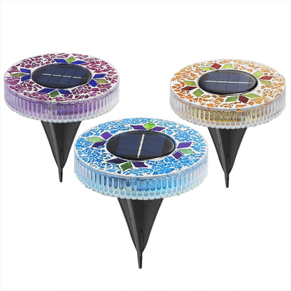⏳LAST DAY BUY 3 GET 1 FREE!!💎🌟Solara™ Solar Outdoor Mosaic Disk Lights – Waterproof Decorative LED Pathway Garden Lights, Auto-On at Dusk, No Wiring Needed
